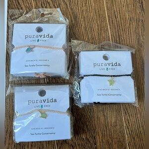 Pura Vida Sea Turtle Charm Bracelet Trio